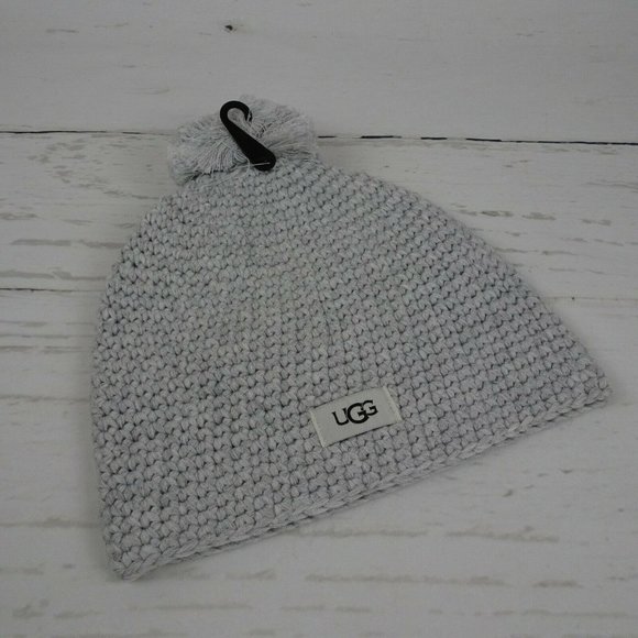 UGG Accessories - New UGG Pom Pom Knit Beanie Women's Men's Unisex Wool-Blend Logo OS Heather Grey
